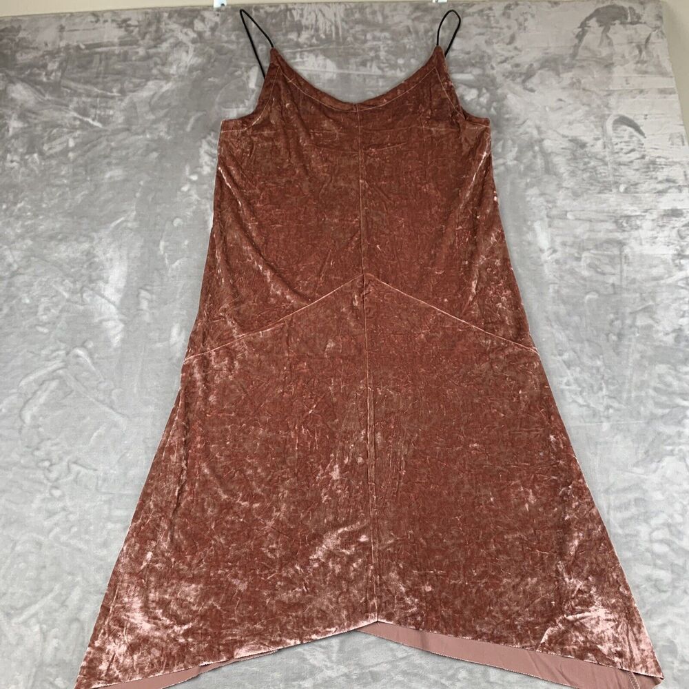 NWOT Freeway Crushed Velvet Dress Women's L Pink V neck Spaghetti Strap (0701)